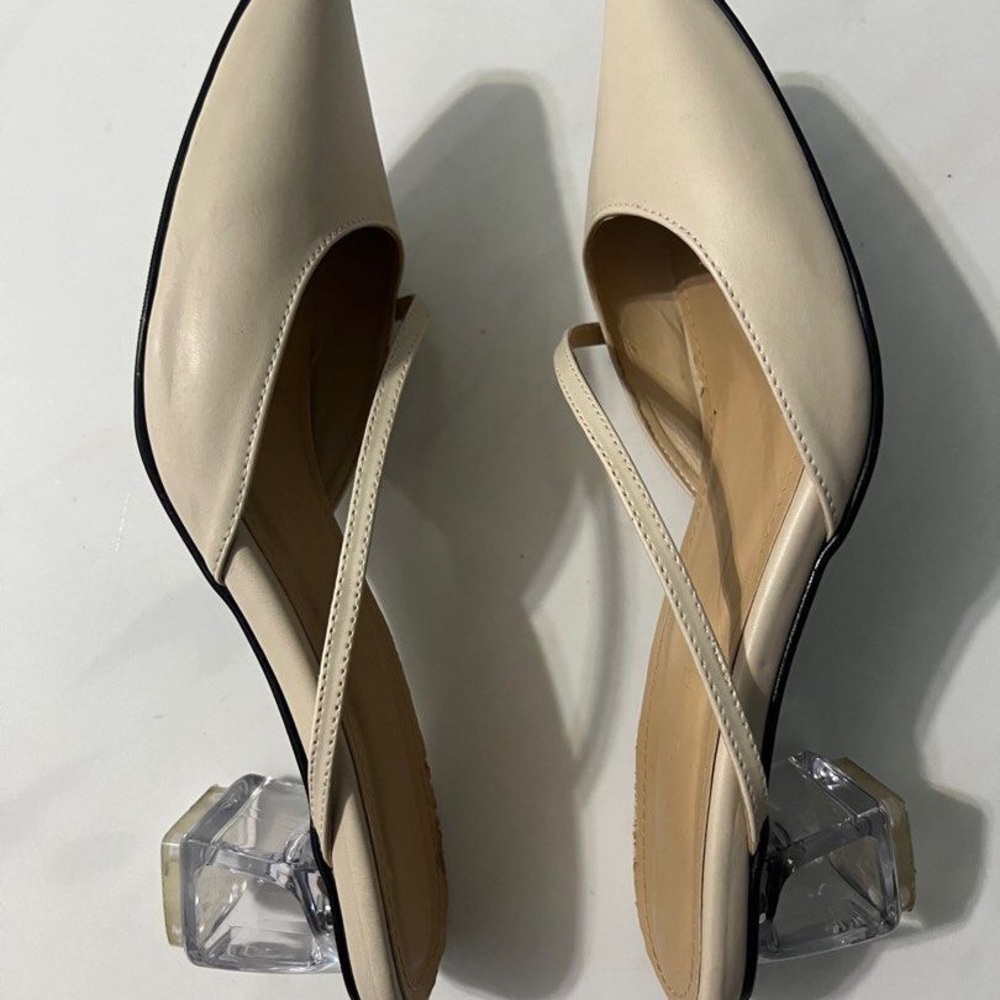 Savane Beige Block Heel Sandals - Picture 2 of 4